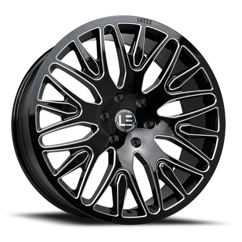 Lux Le 7 Wheel 26x10 6x139.7 Gloss Black Milled 30mm - MINIMUM PURCHASE OF 4 WHEELS | LUXLE7261061397+30D-A1