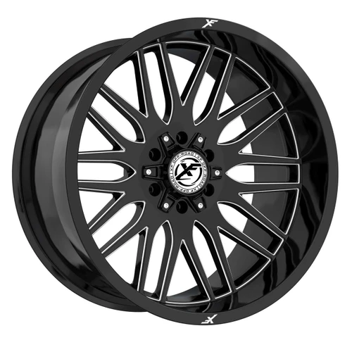 Xf Off-Road® Xf-240 Custom Drilled Wheel Blanks Rims 22x12 Black Milled Logo -44  | XF-24022128XBLANK-44GBML