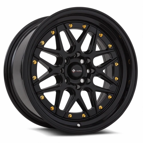 Vors Vr7 Wheels Rims 16x8 4x98 Black W/ Gold Rivets 20mm | VR0716808H20BK-498