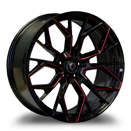 Marquee® M1004 Wheels Rims 20x10.5 5x120 Black Red Milled 40 | 100420105512040GBRM