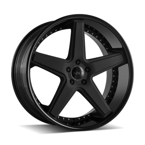 Azad® Az008 Wheels Rims 22x10.5 5x120 Matte Black Face Gloss Black Lip 35 | AZ008221055120+35MB/GBL
