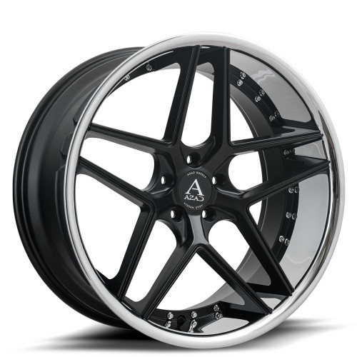 Azad® Az1029 Wheels Rims 22x10.5 5x120 Black Stainless Lip 35 | AZ1029221055120+35B/SSL