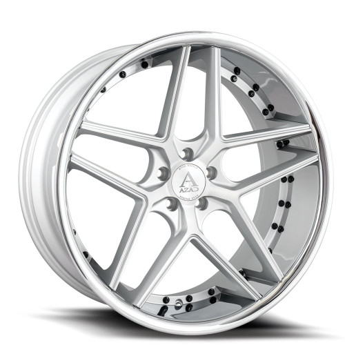 Azad® Az1029 Wheels Rims 22x9 5x120 Brushed Silver Chrome Stainless Lip 30 | AZ10292295120+30BR/SSL