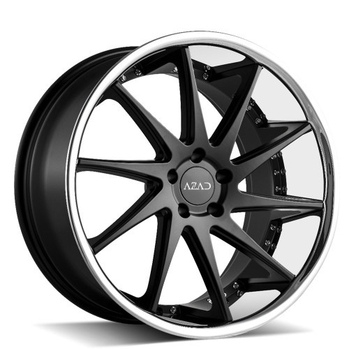 Azad® Az23 Wheels Rims 22x10.5 5x108 Black Stainless Lip 40 | AZ23221055108+40B/SSL