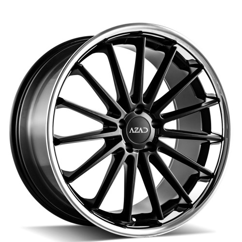 Azad® Az24 Wheels Rims 22x9 5x4.5 (5x114.3) Black Stainless Lip 35 | AZ242295114+35B/SSL