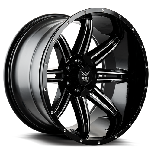 Force Off-Road® F32 Wheels Rims 22x12 5x127 (5x5) Black Milled -44  | F3222125127-44B/M