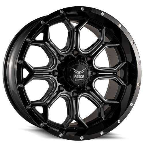 Force Off-Road® F44 Wheels Rims 22x12 5x5.5 (5x139.7) 5x150 Black Milled -44  | F4422125139.7/150-44B/M