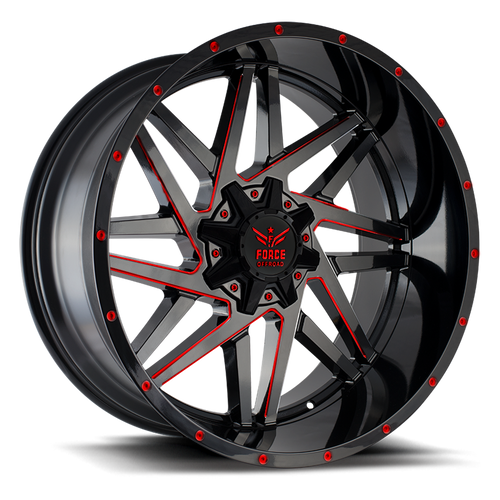 Force Off-Road Fo1 Wheels Rims 20x12 5x5.5 (5x139.7) 5x150 Red Milled ...