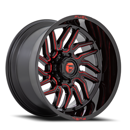 Fuel D808 Hurricane Wheel 24x12 6x139.7 Gloss Black Milled With Red Tint -44mm - MINIMUM PURCHASE OF 4 WHEELS | D80824208447