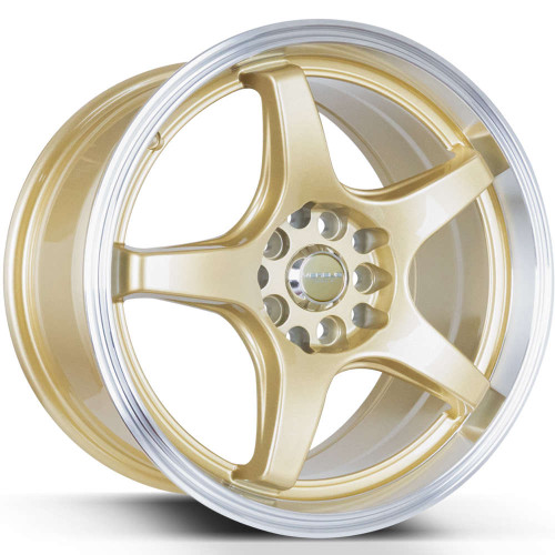 Versus Racing® Vs005 Wheels Rims 15x7.5 4x100 4x4.5 (4x114.3) Gold Machined Lip 35 | VS00515758H/114.3+35GOLD/ML