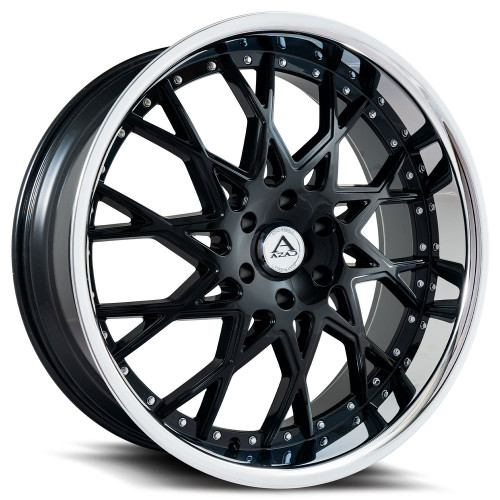 Azad® Az822 Custom Drilled Wheel Blanks Rims 24x10 Black Chrome Stainless Lip 10 | AZ8222410BLANK+10B/SSL