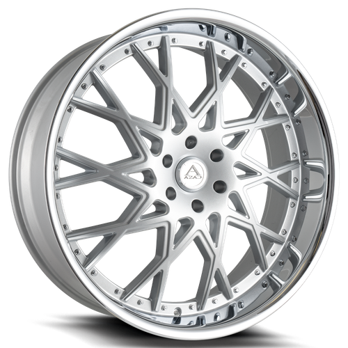 Azad® Az822 Custom Drilled Wheel Blanks Rims 24x10 Brushed Chrome Stainless Lip 25 | AZ8222410BLANK+25BR/SSL