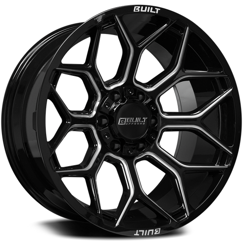 Built Off-Road Bto-4 Wheels Rims 20x10 5x127 5x139.7 Gloss Black Milled -19mm | 201010H-19BT04BM