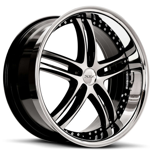 Xix X15 Wheels Rims 22x9 5x112 Gloss Black Machined w/ Stainless Lip 35 | X15229022+35BMS