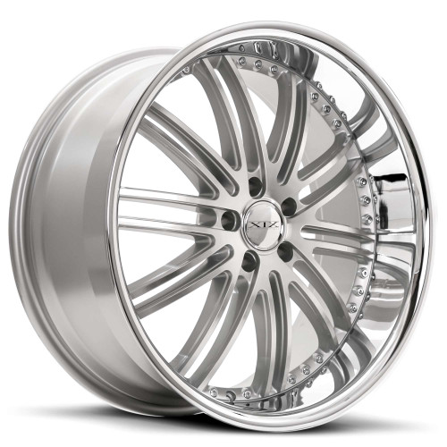 Xix X23 Wheels Rims 22x10.5 5x115 Silver Machined w/ Stainless Lip 22 | X232210524+22SMS