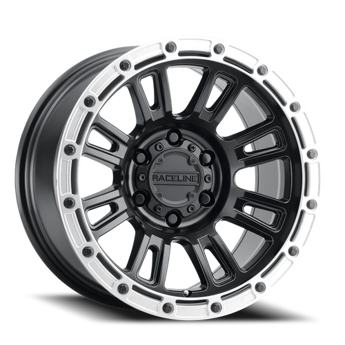 DOORBUSTER PRICING! - Raceline 956Bs Compass Wheel 17x8 5x108 Black w/ Silver Lip 30mm - FREE T-SHIRT INCLUDED! | 956BS-78023+30