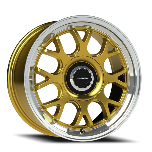 Vision Alpine 478 Wheel 17x8 5x108 & 5x114.3 Gold With Machined Lip 38mm | 478-7814GOML38