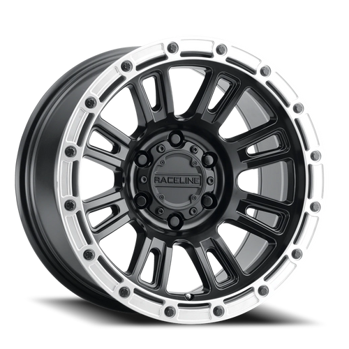 DOORBUSTER PRICING! - Raceline 956Bs Compass Wheel 17x8 5x110 Black w/ Silver Lip 30mm - FREE T-SHIRT INCLUDED! | 956BS-78021+30