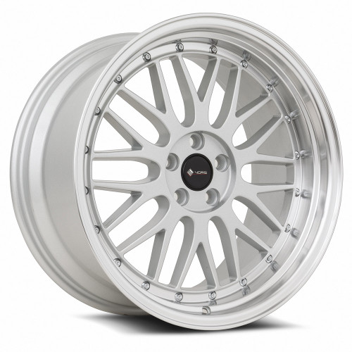 Vors Vr8 Wheels Rims 20x9.5 5x110 Silver W/ Machined Lip & Chrome Rivets 35mm | VR08209551435S-510