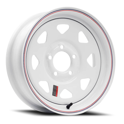 Allied 8 Spoke Wheel 15x6 5x127 White w/ Red & Blue Pinstripe 0mm | 2056050-33171