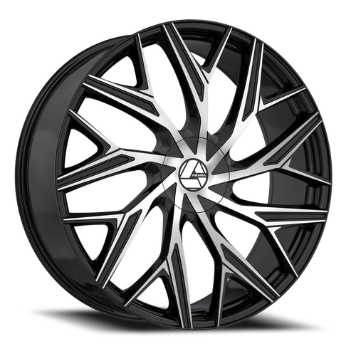 DOORBUSTER PRICING! - Azara Aza-527 Wheel 22x9.5 5x115 & 5x127 Gloss Black & Machined 15mm | AZA-52722955115127+15BM