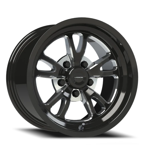 Vision Patriot 149 Wheel 15x8 5x114.3 Gloss Black Milled Spoke 27mm | 149-5865B27