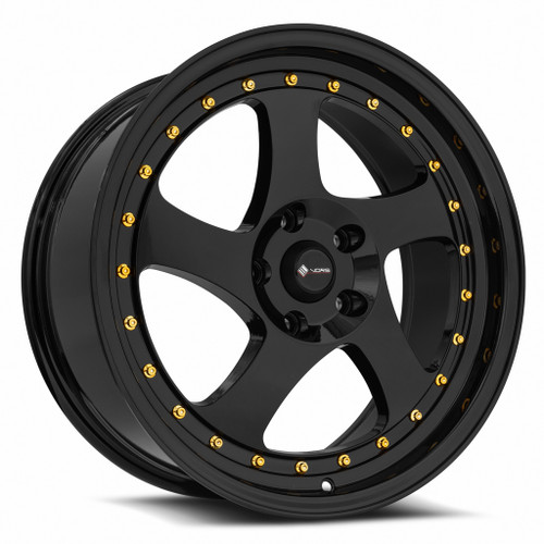 Vors Vr2 Wheels Rims 18x8 5x112 Black W/ Gold Rivets 35mm | VR02188051435BK-512