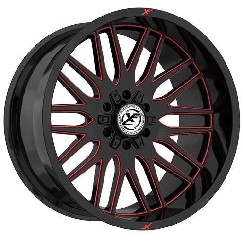 Xf Off-Road XF-240 Wheels Rims 24x14 6x135 6x5.5 (6x139.7) Black Red Milled -76mm | XF-240241461351397-76GBMLR