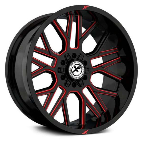 Xf Off-Road XF-235 Wheels Rims 20x10 8x6.5 (8x165.1) 8x170 Black Red Milled -12mm | XF-235201081651170-12GBMLR