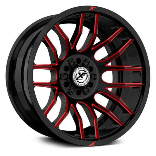 Xf Off-Road XF-232 Wheels Rims 20x12 8x6.5 (8x165.1) 8x170 Black Red Milled -44mm | XF-232201281651170-44GBMLR