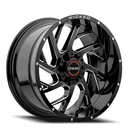 DOORBUSTER PRICING! - Wicked Offroad W930 Wheel 20x9 6x135 & 6x139.7 Gloss Black Milled 0mm | W930290267+00GBMW