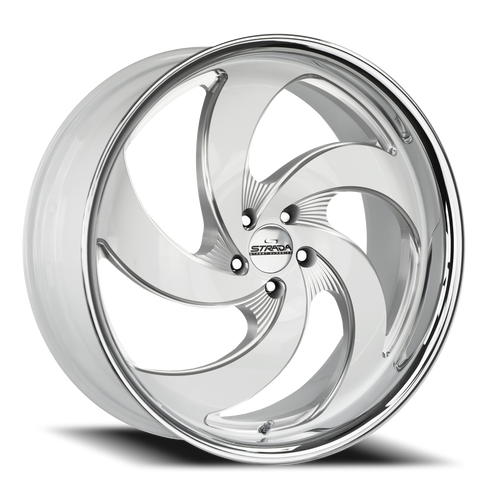 DOORBUSTER PRICING! - Strada Street Classics C05 Retro 5 Wheel 22x10 6x139.7 Gloss White Milled w/ Stainless Lip 24mm - FREE T-SHIRT INCLUDED! | C05263924DWMLSS