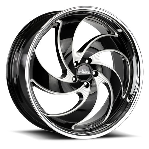 DOORBUSTER PRICING! - Strada Street Classics C05 Retro 5 Wheel 20x8.5 5x127 Gloss Black Milled w/ Stainless Lip 15mm - FREE T-SHIRT INCLUDED! | C05052715GBMLSS