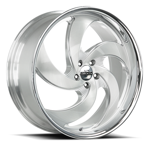 DOORBUSTER PRICING! - Strada Street Classics C05 Retro 5 Wheel 20x8.5 5x120 Brushed Silver w/ Stainless Lip 35mm - FREE T-SHIRT INCLUDED! | C05052035BFSMLSS