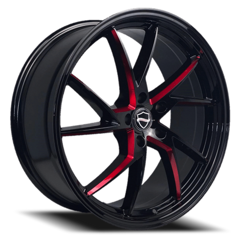 DOORBUSTER PRICING! - Elegance Sharp Wheel 20x8.5 5x115 Gloss Black w/ Candy Red Milled Accents 15mm - FREE T-SHIRT INCLUDED! | ESHARP-0511515BGMLR