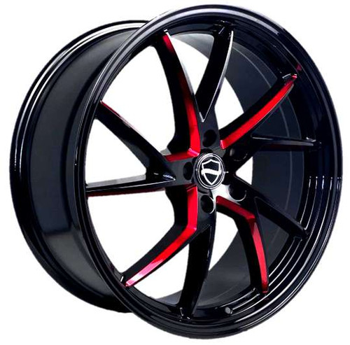 Elegant Sharp Wheels Rims 20x8.5 5x120 Black Red Milled 30mm | ESHARP-05120GBMLR