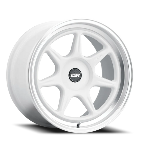 DOORBUSTER PRICING! - Esr Cr7 Wheel 18x10.5 5x114.3 Gloss White w/ Machined Lip 22mm - FREE T-SHIRT INCLUDED! | 80551422 CR7WHT-ML