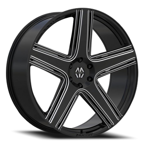 DOORBUSTER PRICING! - Massiv 926 Wheel 24x9 6x139.7 Black And Milled 25mm - FREE T-SHIRT INCLUDED! | MAS926-24985BMW