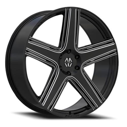 DOORBUSTER PRICING! - Massiv 926 Wheel 24x9 6x135 Black And Milled 25mm - FREE T-SHIRT INCLUDED! | MAS926-24972BMW