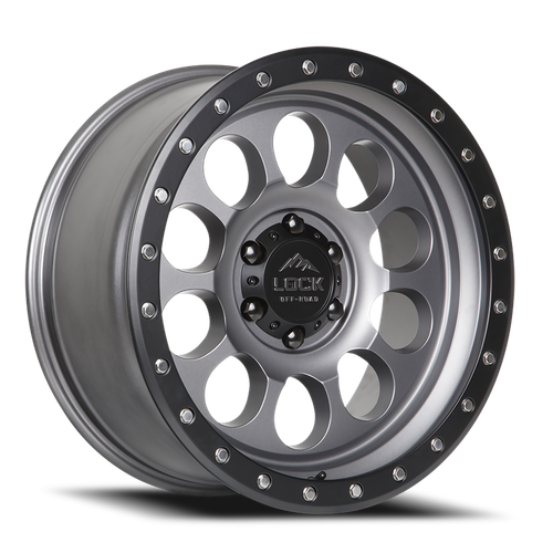 DOORBUSTER PRICING! - Lock Offroad 50Cal Wheel 17x9 5x127 Matte Grey w/ Matte Black Ring 0mm - FREE T-SHIRT INCLUDED! | 50CAL-7957MGMBR