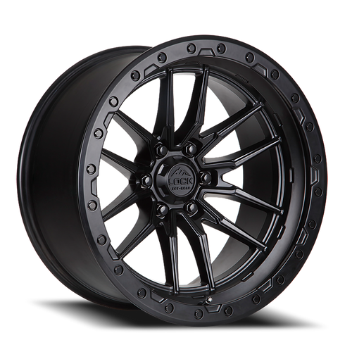 DOORBUSTER PRICING! - Lock Offroad Krawler Wheel 20x10 6x135 Matte Black w/ Matte Black Ring -18mm - FREE T-SHIRT INCLUDED! | KRAWLER-2163MB