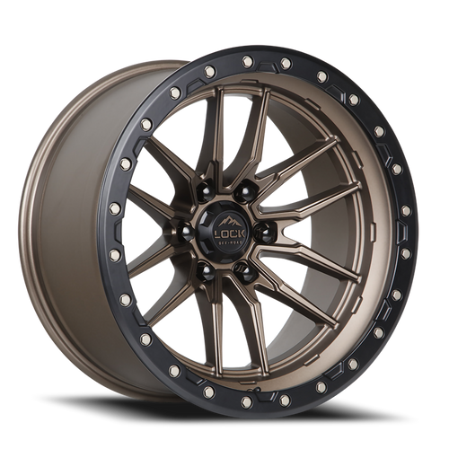 DOORBUSTER PRICING! - Lock Offroad Krawler Wheel 22x10 6x139.7 Matte Bronze w/ Matte Black Ring -18mm - FREE T-SHIRT INCLUDED! | KRAWLER-221069MRMBR