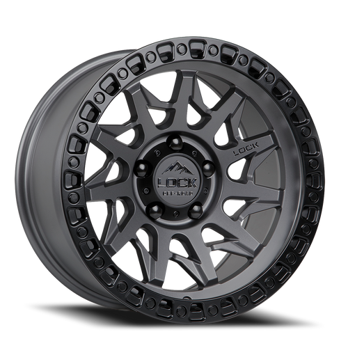 DOORBUSTER PRICING! - Lock Offroad Lunatic Wheel 17x9 6x139.7 Matte Grey w/ Matte Black Ring -12mm - FREE T-SHIRT INCLUDED! | LUNATIC-7969MGMBR