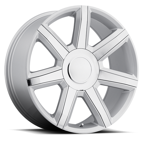 DOORBUSTER PRICING! - Factory Reproductions Fr 56 - Escalade Luxury Replica Wheels Wheel 22x9 6x139.7 Silver w/ Chrome Inserts 24mm - FREE T-SHIRT INCLUDED! | 56290246515