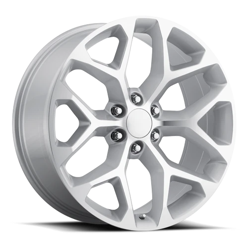 DOORBUSTER PRICING! - Factory Reproductions Fr 59 - Chevrolet Truck Snowflake Replica Wheels Wheel 26x10 6x139.7 Silver Machined Face 24mm - MINIMUM PURCHASE OF 4 WHEELS - FREE T-SHIRT INCLUDED! | 59610246509