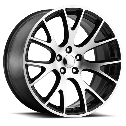 DOORBUSTER PRICING! - Factory Reproductions Fr 70 - Dodge Hellcat Replica Wheels Wheel 20x9.5 5x115 Gloss Black Machined Face 15mm - FREE T-SHIRT INCLUDED! | 70095151507