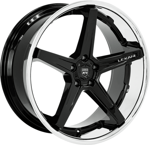 Lexani Savage 684 Custom Drilled Wheel Blanks Rims 22x10.5 Black w/ Ss Chrome Lip Custom Offset | 684-2205-00-15FBS
