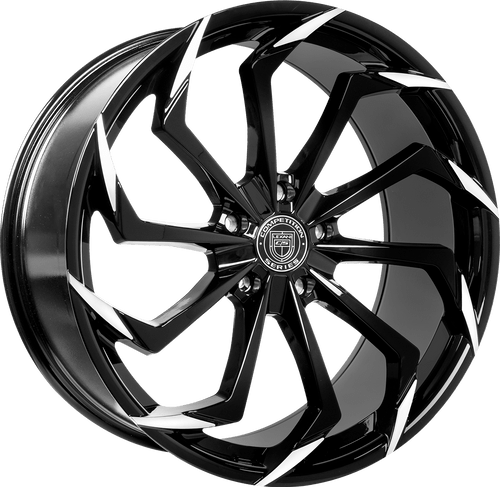 Lexani Static 701 Custom Drilled Wheel Blanks Rims 20x10 Black w/ Machined Tips Custom Offset | 701-2010-00-15MBT