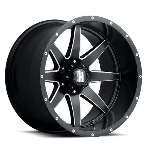 Havok 112 Wheels Rims 20x12 6x5.5 (6x139.7) Black Milled -44mm | HAV112-21283-N44BMW