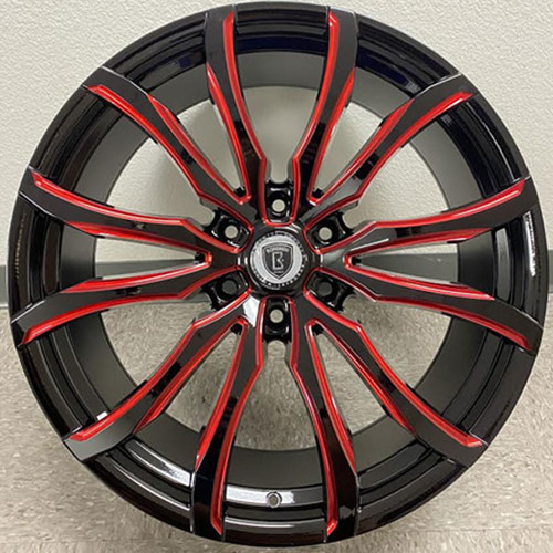 Borghini 33 Wheels Rims 22x9.5 6x5.5 (6x139.7) Black Milled Red 30mm | BW33-22985BWR